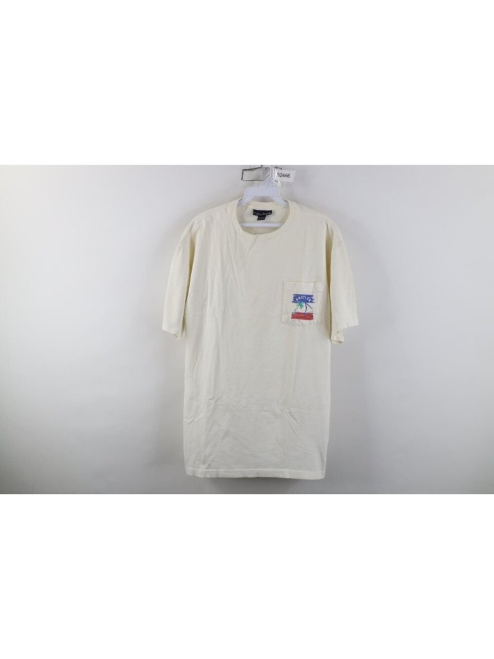 Vintage 90s Nautica Mens Medium Spell Out Marlin Fish Beach Pocket T-Shirt USA